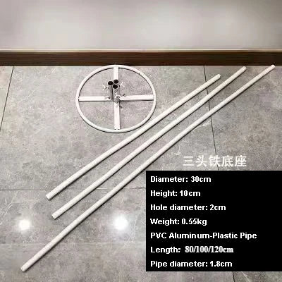 A set of three PVC aluminum-plastic pipes with 30cm diameter and 10cm height for wedding decoration.