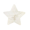 A light beige star-shaped keepsake sign with a handprint design etched into the surface.