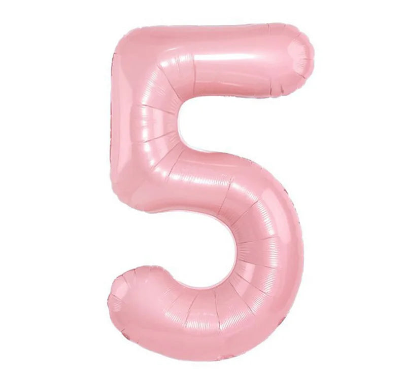 Pastel Pink Foil Number Balloons (0-9) for Birthday Party Decorations