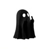 A black ghost figurine with a playful, cheeky gesture, suitable for Halloween desk decor.
