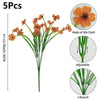 Five pieces of artificial orange violet flowers on a green stem with an adjustable feature.