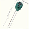 A green soil moisture, pH, and light meter with a long probe for measuring indoor plant conditions.