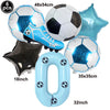 Un ensemble de six ballons à thème de football, incluant un ballon, un ballon de soccer et un ballon ovale en forme de zéro.
