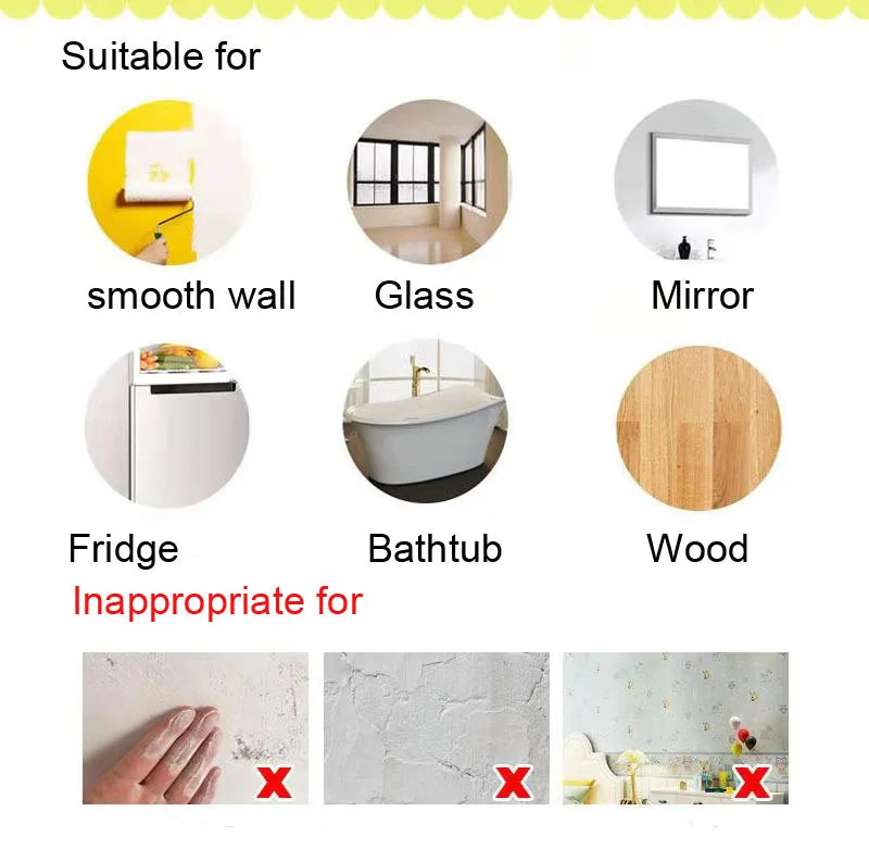 Wandsticker für glatte Wände und Glas, nicht für Holz geeignet.