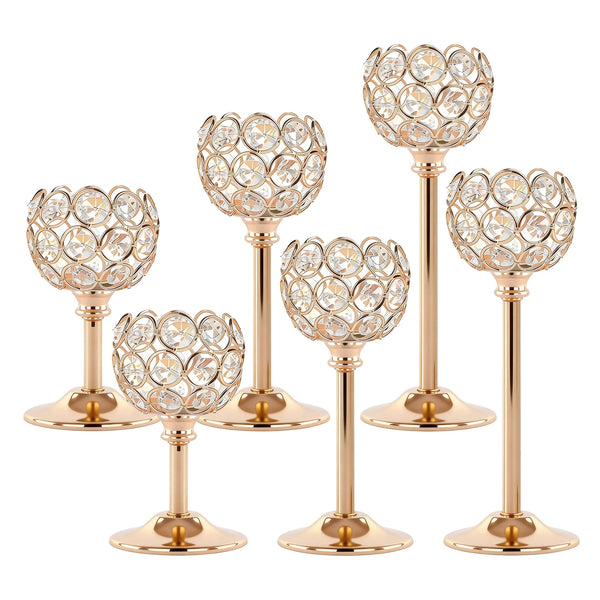 Elegant Glass Tealight Candle Holder Set of 3 in Gold and Silver