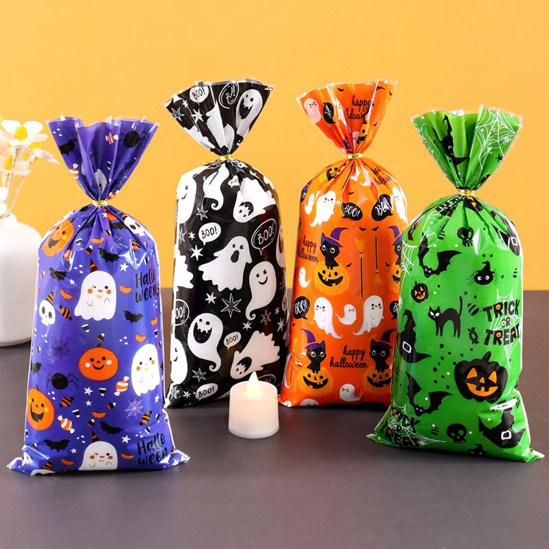 Halloween Pumpkin Candy Bags for Trick-or-Treat Party Favors