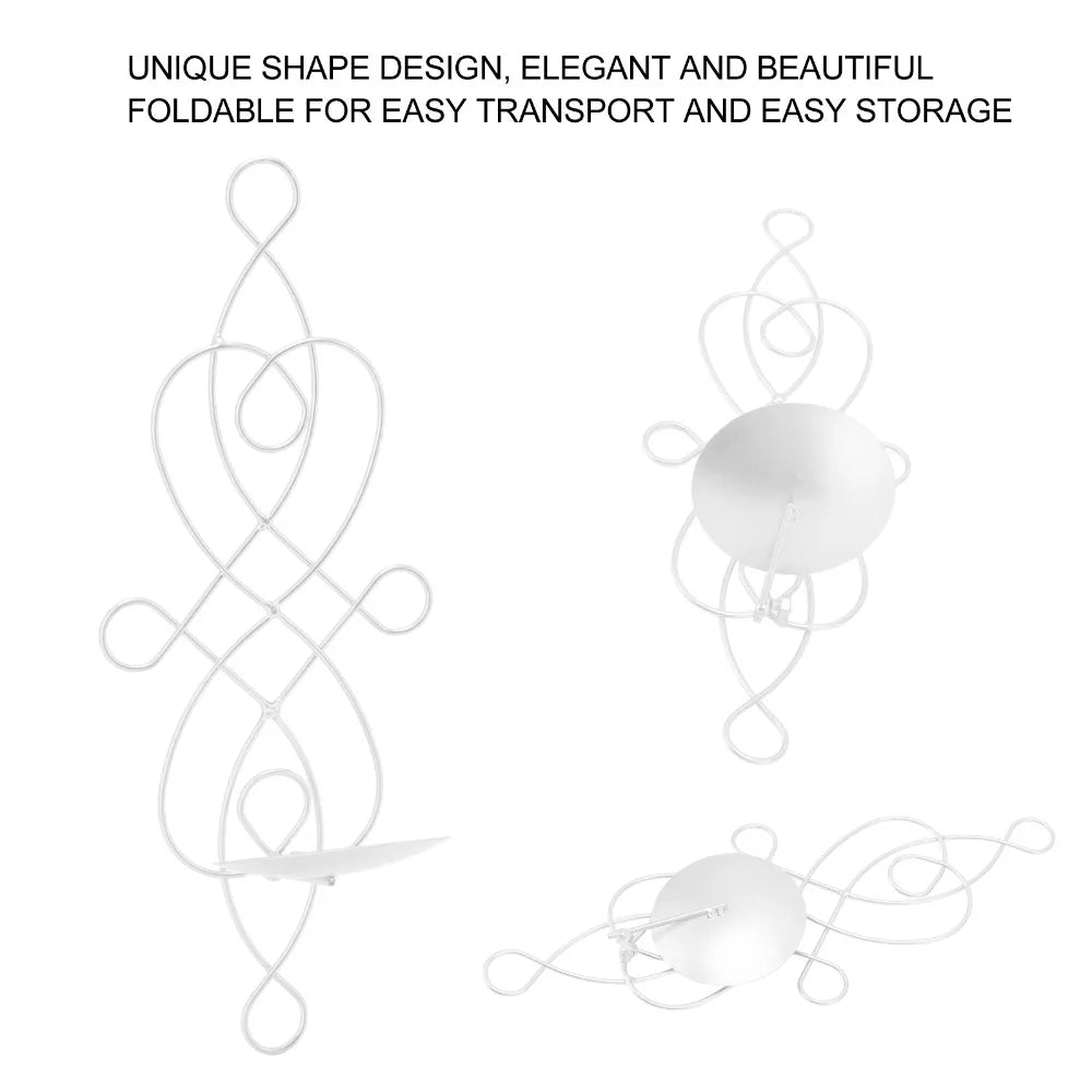 White decorative iron wall candle sconce set with unique shape design and foldable features