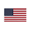 A rectangular banner displaying the design of the United States flag with red and white stripes and blue stars.