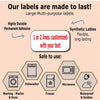 Labels are made to last, featuring highly durable permanent adhesive synthetic labels for various household uses like dishwas