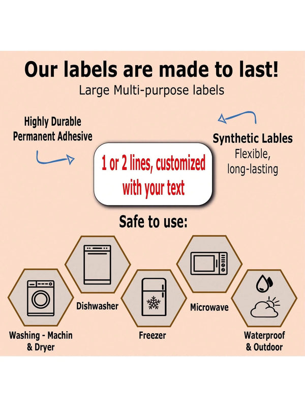 Labels are made to last, featuring highly durable permanent adhesive synthetic labels for various household uses like dishwas