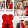 Leuchtend rote künstliche Rosen Teddybär als Geschenk für Muttertag oder Jahrestag