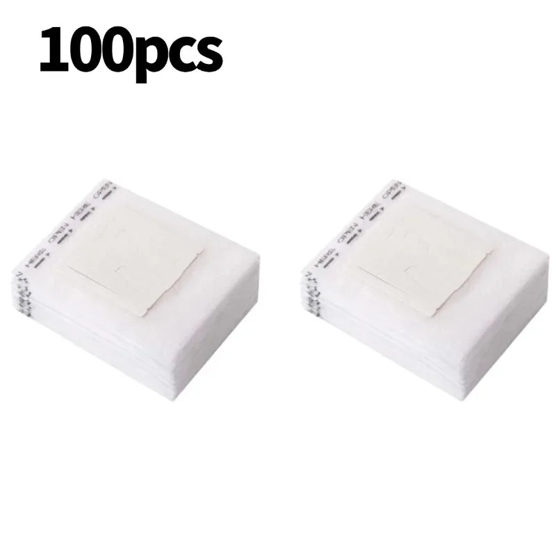 A pack of 100 disposable hanging ear coffee filter bags for pour-over brewing