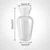 A tall, clear glass vase with a fluted rim and vertical ribbing, shown from the side.