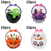 A set of 10 Halloween pumpkin witch treat bags featuring various spooky and cute designs.