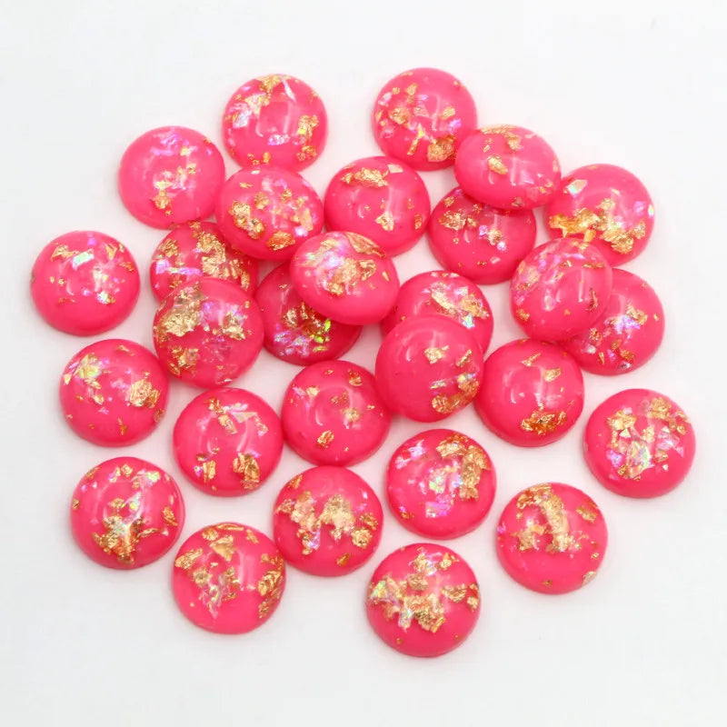 Mixed Color Resin Cabochons with Metal Foil Backing for Jewelry Making