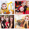 A collage showing various cat half masks for Easter, Christmas, Halloween, and Carnival themes.