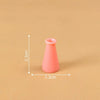 A small, pink, conical resin vase shown against a neutral background with dimension lines.