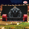 A muscular gorilla lifting a barbell against a dark backdrop for a weightlifting banner.