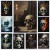 A collection of dark gothic skull portraits featuring various styles and textures.