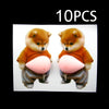 Ten pieces of orange-furred Shiba Inu squishy stickers with puffy bellies.