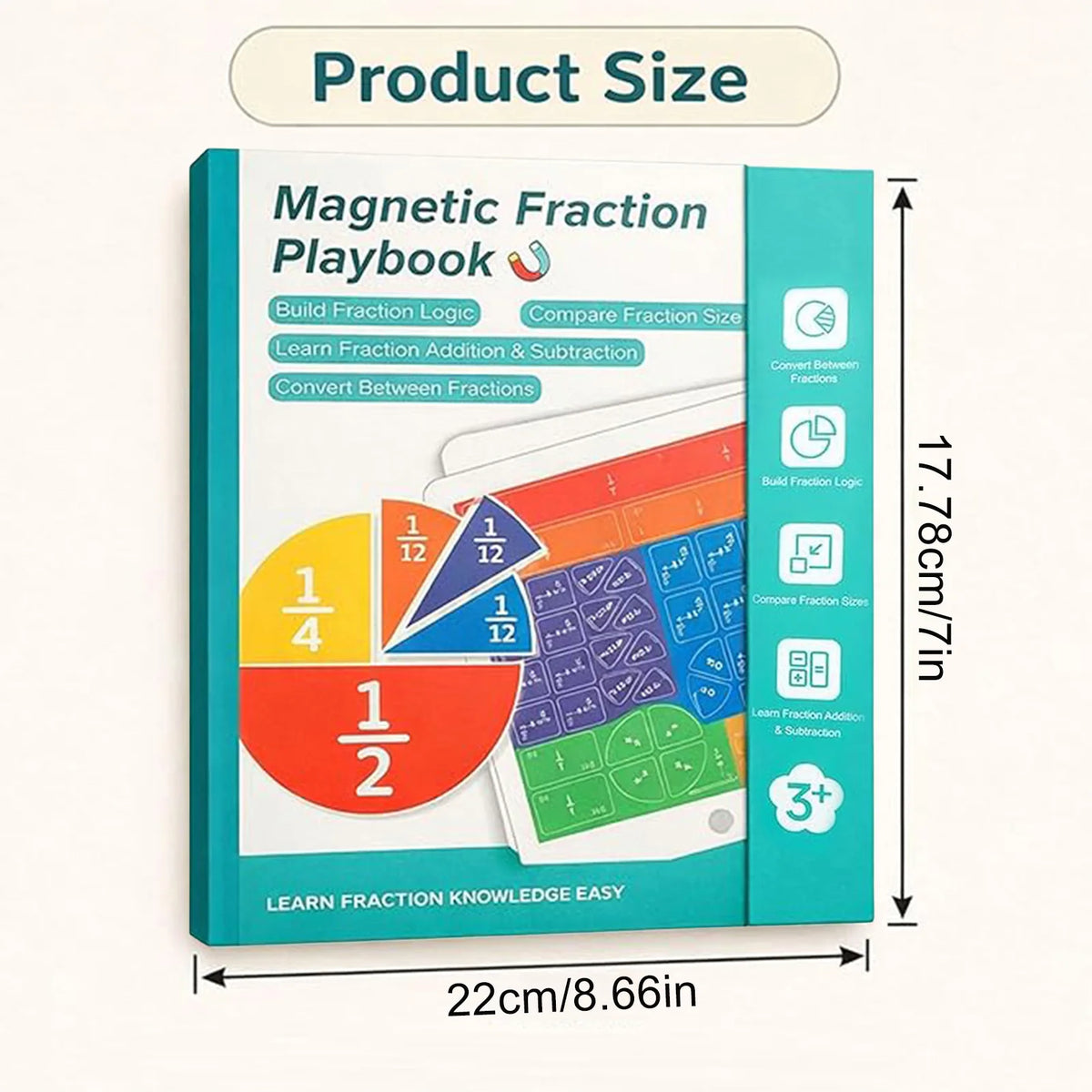 A box of a Magnetic Fraction Playbook for learning fraction concepts like addition, subtraction, and conversion.