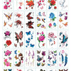 A collection of 30 pieces of waterproof temporary body art stickers featuring various butterflies, flowers, and insects.