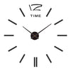 A black and white analog clock face showing the time, with a modern 3D acrylic wall clock in the context.