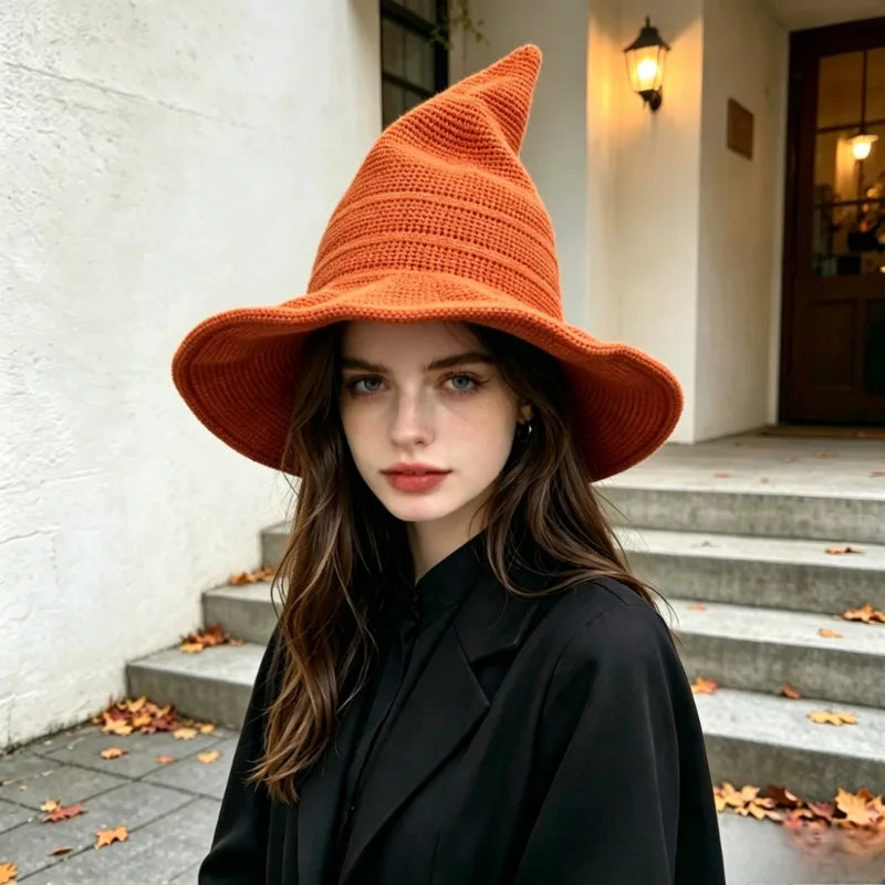 Foldable Knitted Witch Hat for Halloween Costumes & Parties