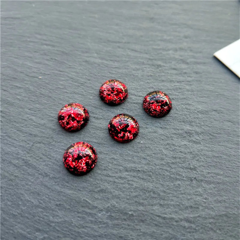 Round Resin Cabochons with Gold Foil for Jewelry Making