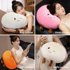 A collection of various plush pillows including a nap pillow, sleep pillow, soft cushion, and a selfie partner.