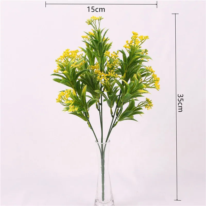Artificial Fern Grass Bouquet – 7-Branch Green Plastic Plant
