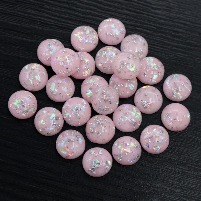 Mixed Color Resin Cabochons with Metal Foil Backing for Jewelry Making