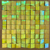 A grid of iridescent gold and green sequin shimmer wall panels used as a sparkling backdrop.