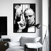 Black and white canvas wall art featuring a close-up portrait of a man.