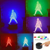 A display showing a 3D football player night light in various colors, including blue, green, purple, red, and white.