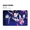 A dark, stylized illustration of the Magic Shark character on a card skin design.
