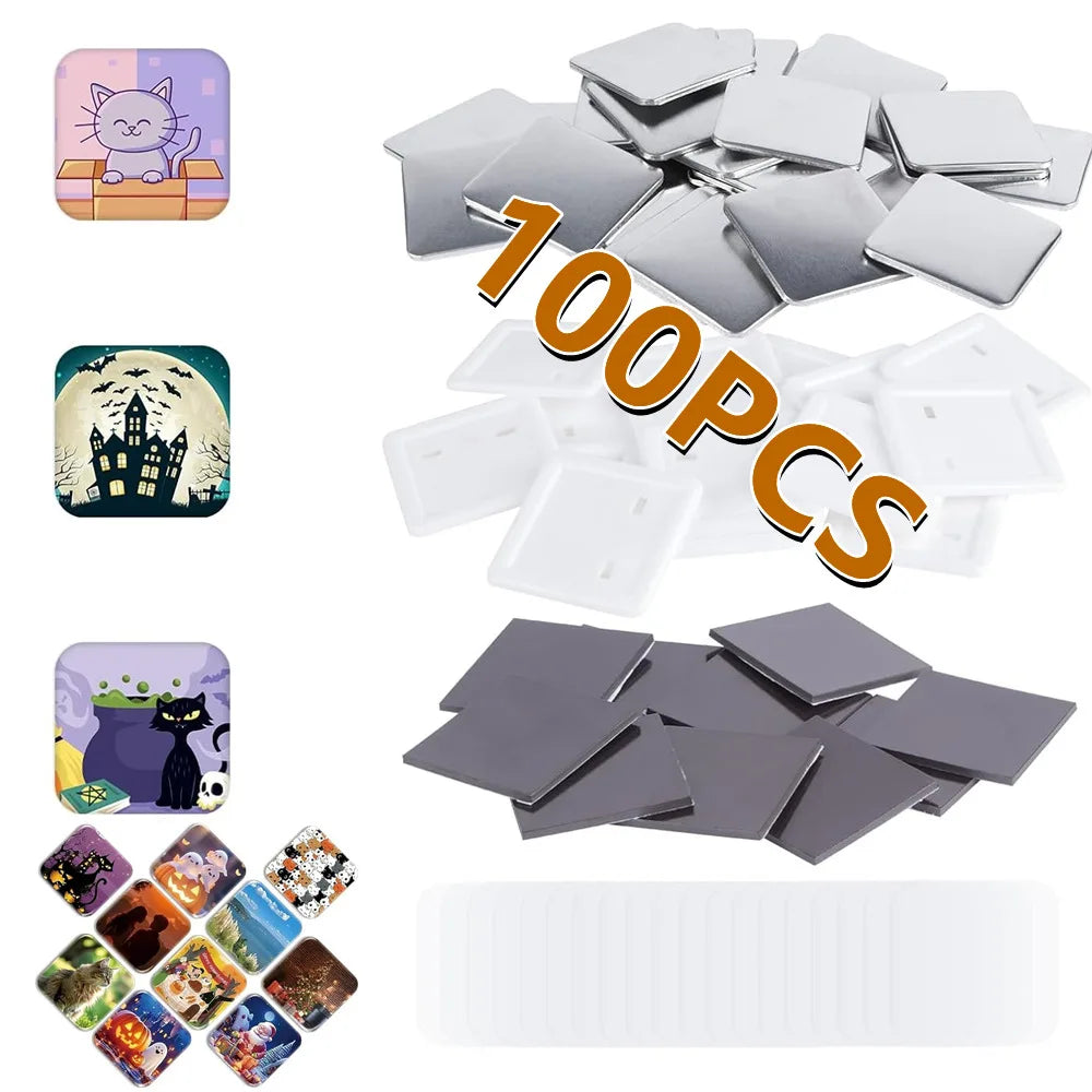 Blank Square Badge Making Kit with Magnetic Backing