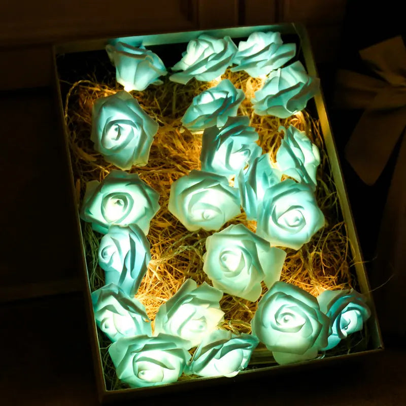 LED Rose Flower String Lights - 3M, 20 Lights, Multi-Color