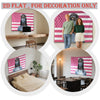 A set of four circular images showing an avatar-inspired Neytiri pink flag tapestry wall hanging in various room settings.