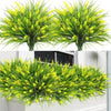 Two bunches of artificial yellow-green lavender foliage used for floral decoration