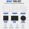 A set of clear and black acrylic fridge magnets with various sizes and a magnetic backing for DIY home decor