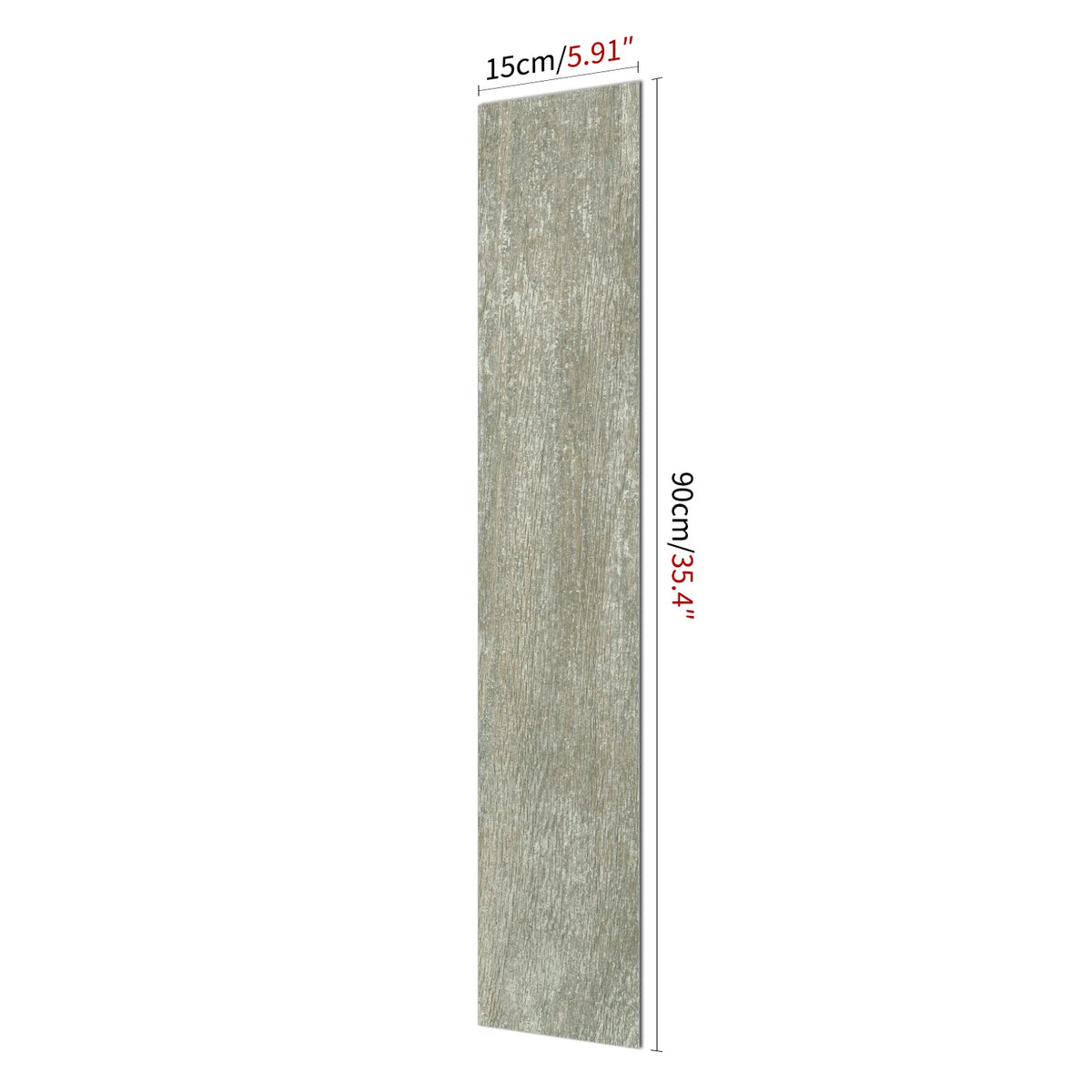 Vertical rectangular wood grain self-adhesive decal measuring 15cm (5.91 inches) long