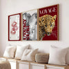 Frameless Leopard & Black-White Gallery Canvas Poster Set (3-Piece)
