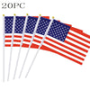 20 pieces of American flag handheld sticks displaying the stars and stripes pattern.