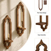 A set of rustic arch wooden wall shelves made from solid pine wood with a flat-pack design and easy assembly.
