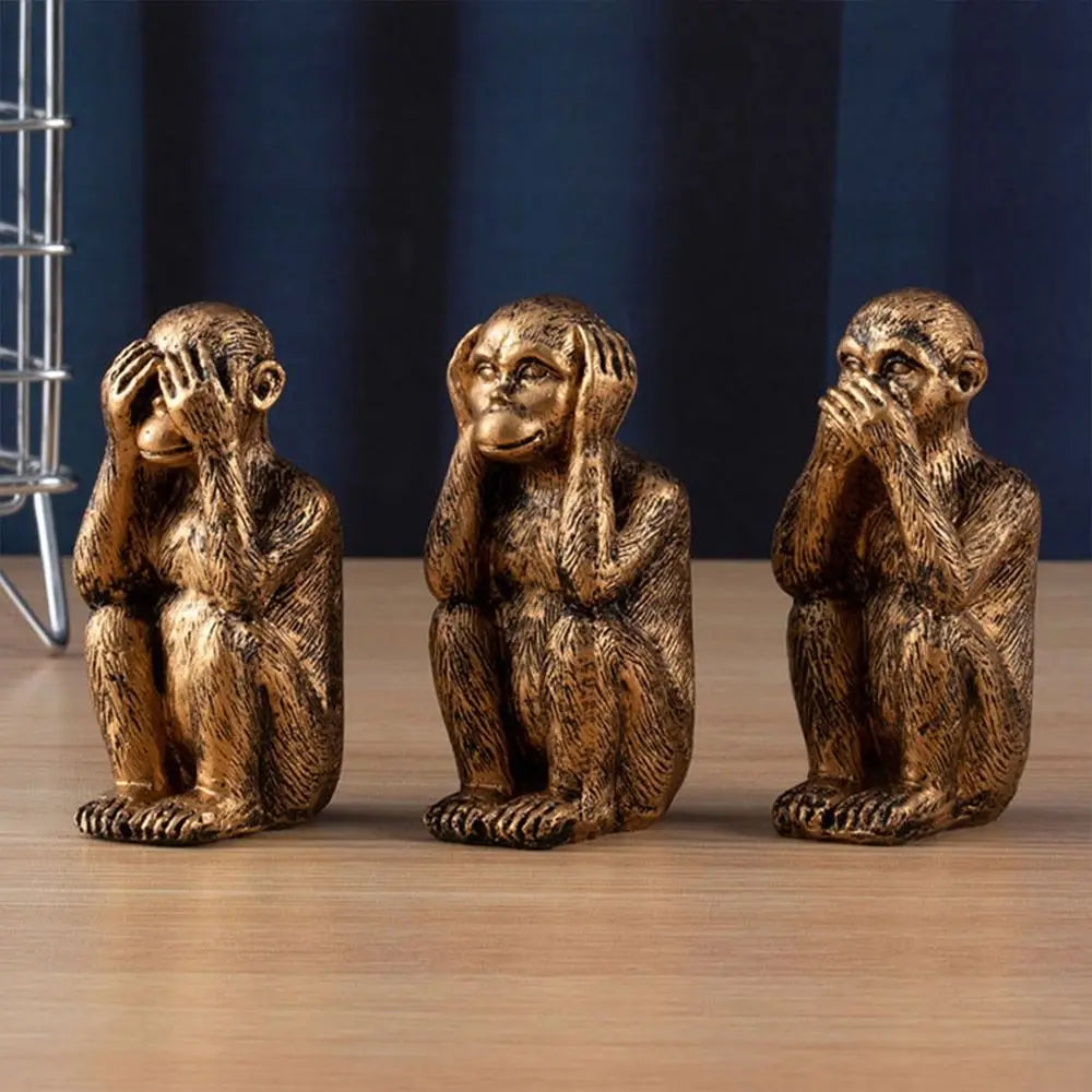 Three Wise Monkeys Resin Figurine Set