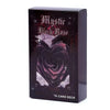 A black box containing a Mystic Black Rose tarot deck with a dark rose design and text.