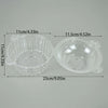 Clear plastic cupcake boxes with individual cups and a larger serving dish.