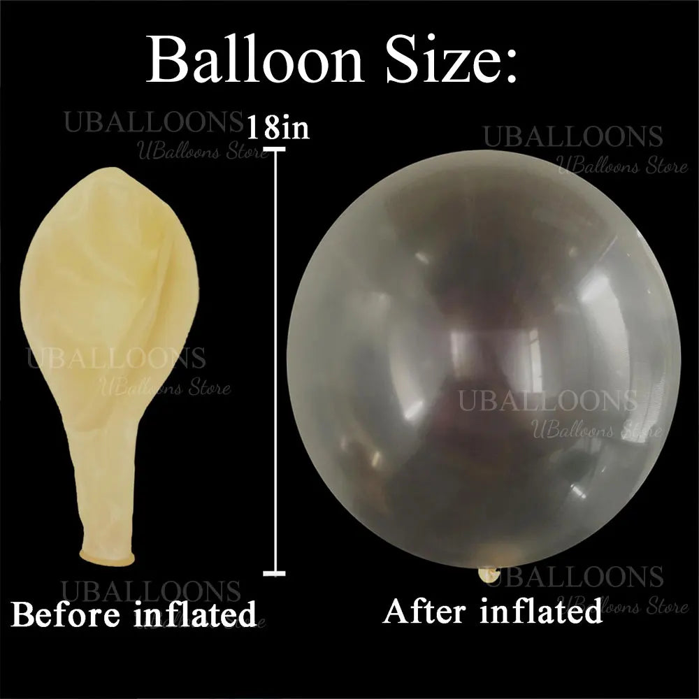 Comparison of an inflated balloon size to an uninflated balloon size.