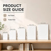 A product size guide showing various sizes of an anime bleach poster prints displayed on a wooden shelf.